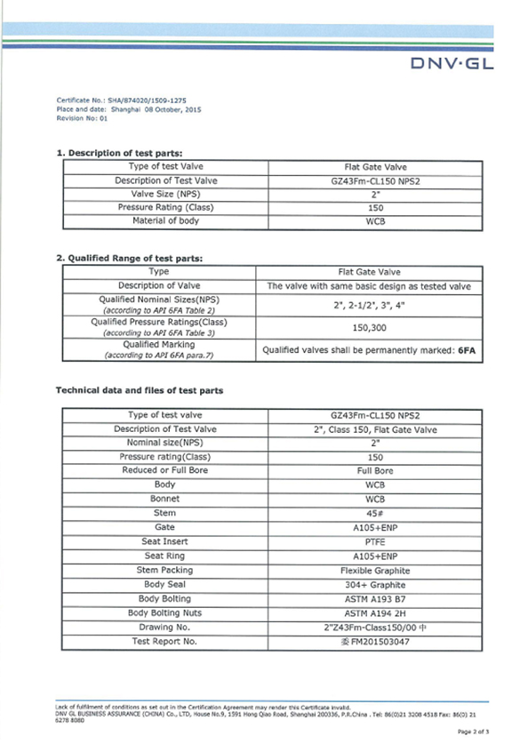 Through Conduit Slab Gate Valve fire resistance certification 1