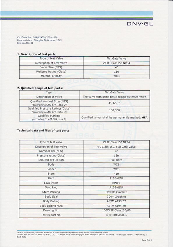 Through Conduit Slab Gate Valve fire resistance certification 4